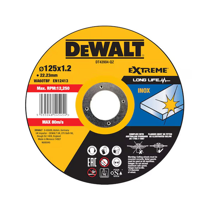 Trennscheibe für Edelstahl 125x22,2mm, flache Nabe DEWALT