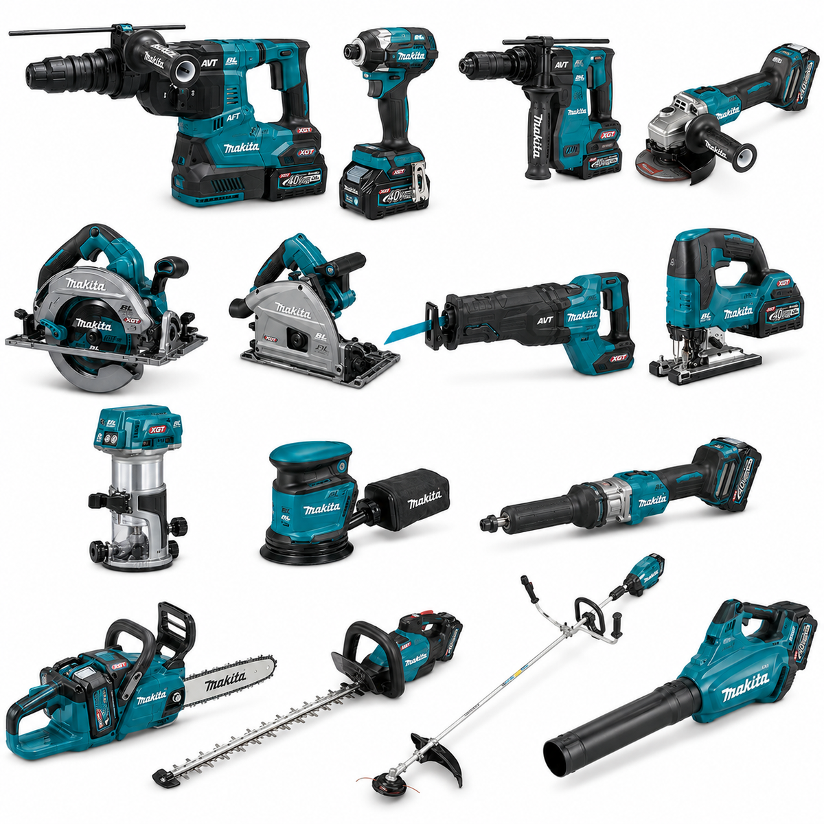 15er-Set professionelle MAKITA XGT® 40V Max Werkzeuge – Baustelle & Garten