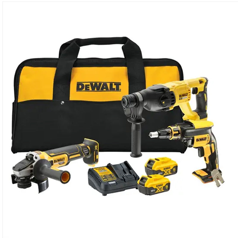 3-Maschinen-Set DEWALT DCK304P2-QW XR 18V 5Ah Li-Ion Brushless
