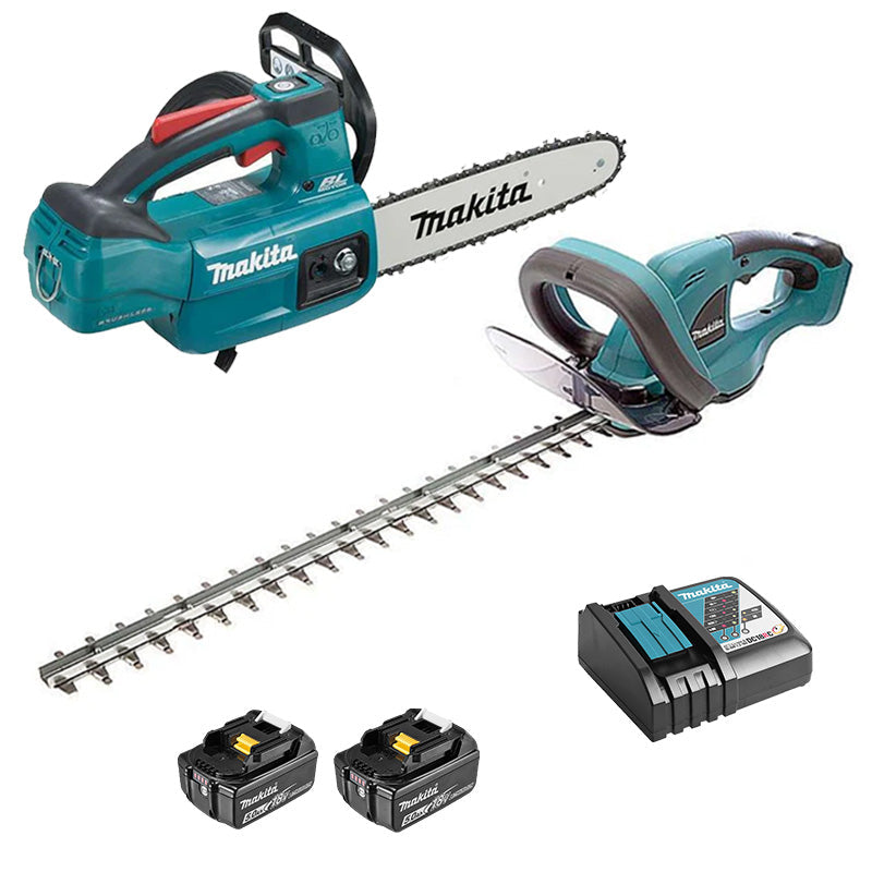 DLXRT02 MAKITA 2 Gartengeräte 18V LXT (DUC254Z + DUH523Z + 2 x 5Ah + DC18RC)