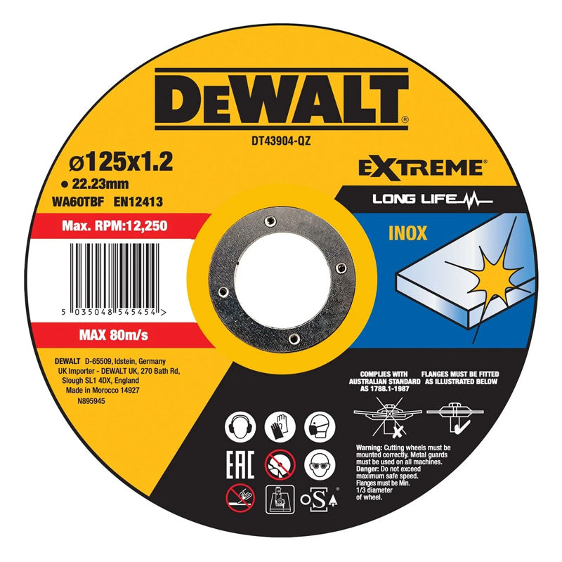 25er-Set Edelstahl-Trennscheiben 125x22,2mm, flache Aufnahme, DEWALT
