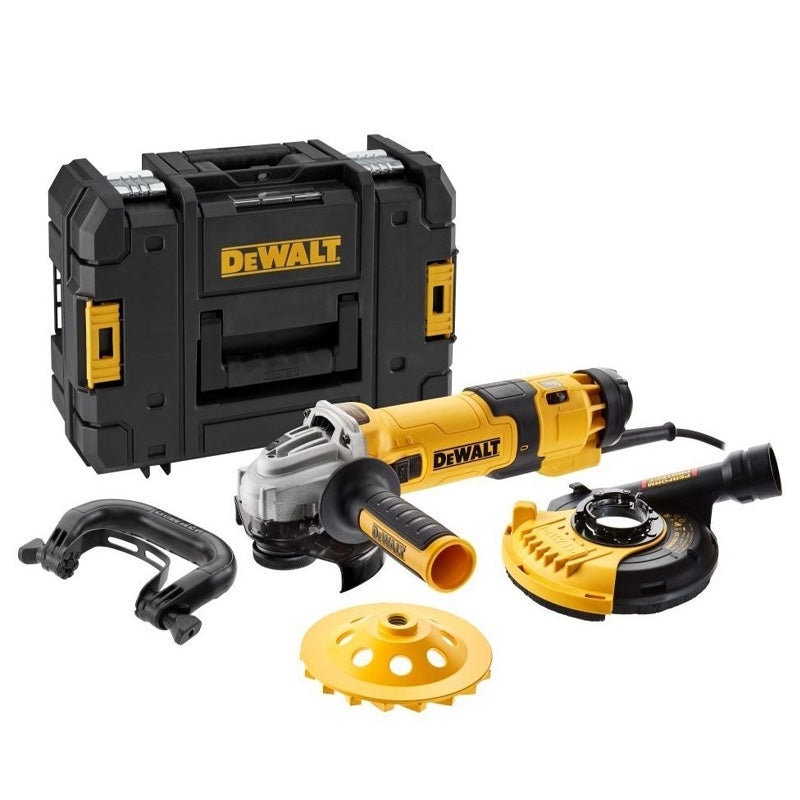 Winkelschleifer 125 mm 1500 W – variable Drehzahl DEWALT DWE4257KT-QS mit Flächenschleif-Set
