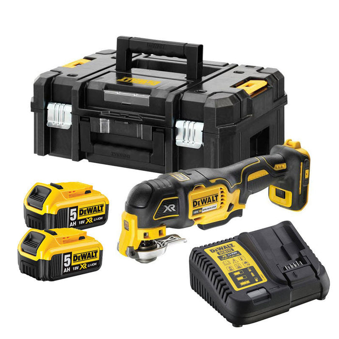 18-V-Multi-Cutter DEWALT DCS356P2-QW Brushless mit Koffer, 2 Akkus und 35 Zubehörteilen