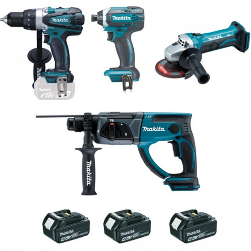 4er-Set MAKITA DLX4054MX1 (DF458+GA452+HR202+TD152+3xBL1840B+DC18RC+WERKZEUGTASCHE)