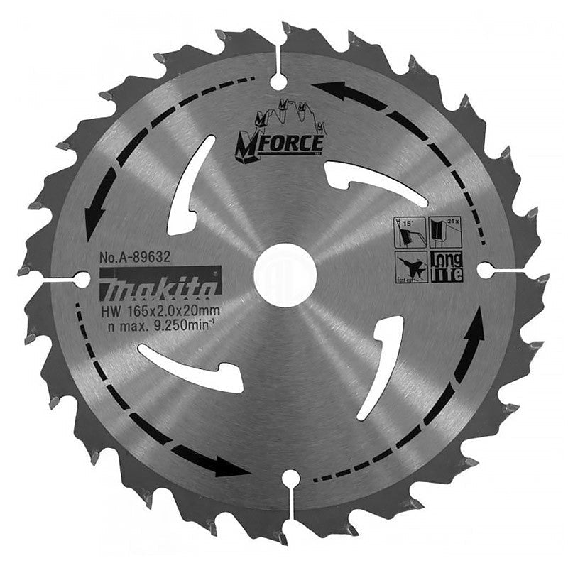 Hartmetall-Sägeblatt für Holz MAKITA A-89632 MForce 24 Zähne Ø165 mm