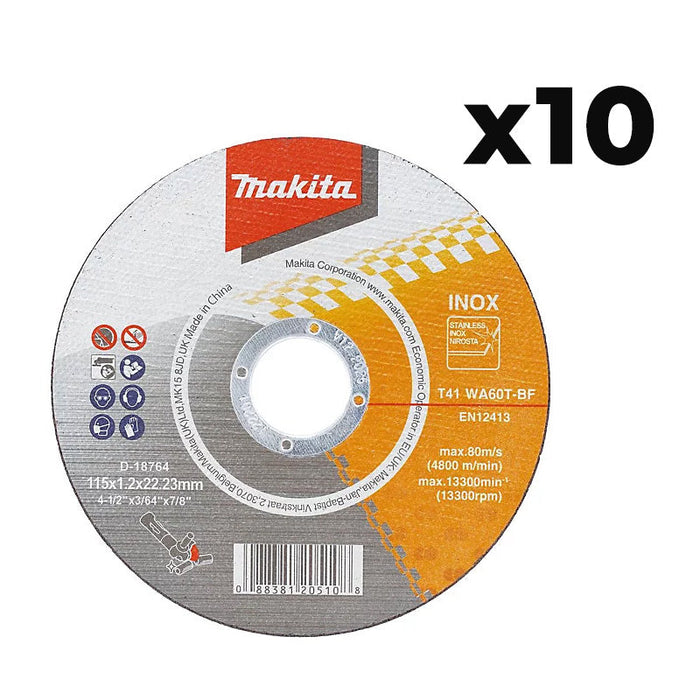 10er-Set MAKITA D-18764-10 Trennscheiben 115 mm