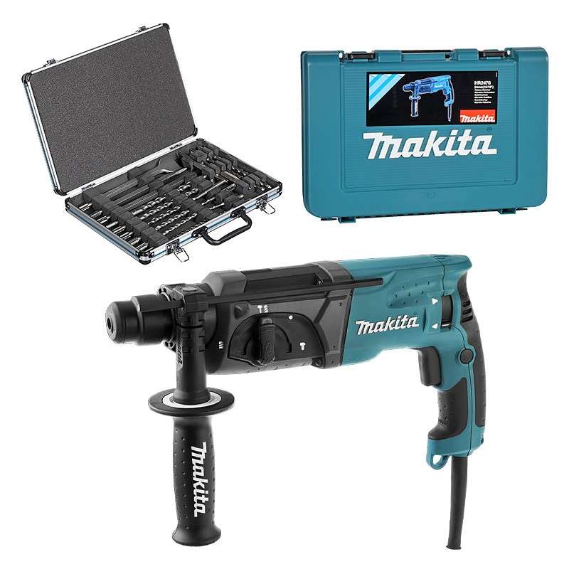 Bohr- und Meißelhammer MAKITA HR2470 SDS-Plus 780W + Koffer 17-teilig D-42444