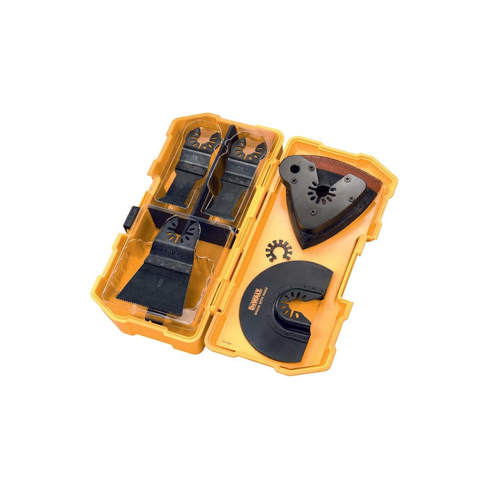 Koffer mit 4 Sägeblättern DEWALT DT20731-QZ mit einem Schleifteller, 3 Schleifblättern und einem Adapter für Multicutter