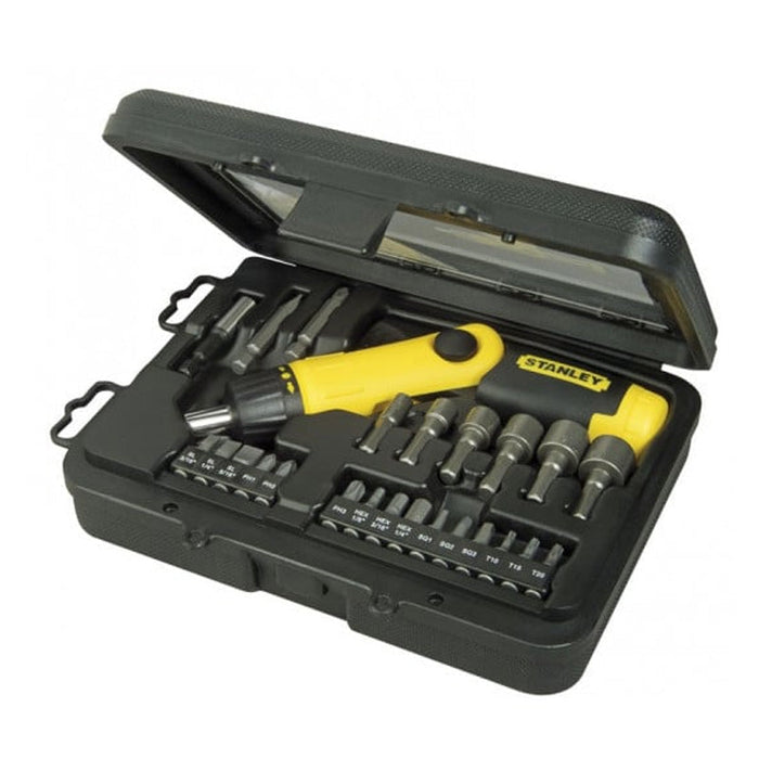 Ratschen-Bithalter-Schraubendreher mit Revolvergriff - 25-teiliger Koffer - STANLEY - 0-63-022