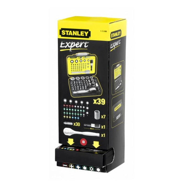 Schrauberbit-Set 1/4' 25mm + Ratschenschlüssel im Koffer - 39-teilig - Profi-Serie - STANLEY - 1-13-906
