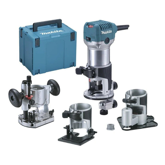 Set Oberfräse/Kantenfräse MAKITA RT0702CX3J + Fräserkoffer D-53540