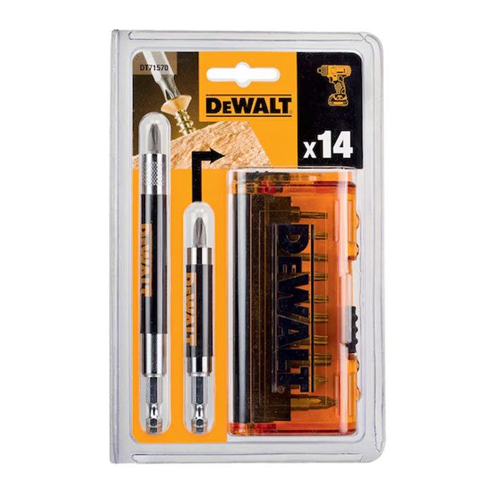 Koffer mit 14 Teilen mit Schrauberbits 25 mm DEWALT DT71570-QZ mit 2 magnetischen Bithaltern