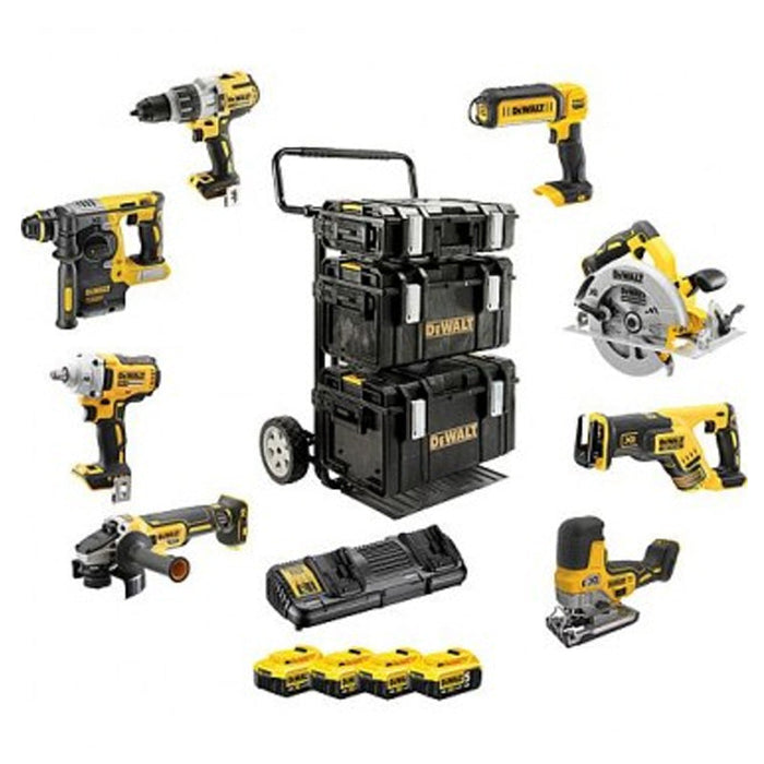 8-Maschinen-Set DEWALT DCK856P4-QW XR 18V + 4 Akkus 5Ah Li-Ion