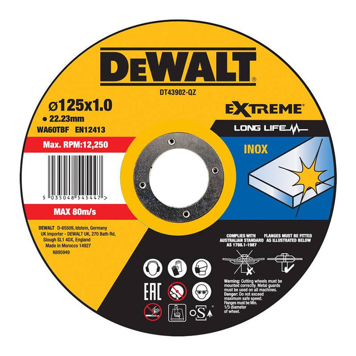 25er-Set Edelstahl-Trennscheiben 125x22,2mm, flache Aufnahme, DEWALT