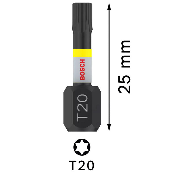 Innensechsrund-Bits T20 BOSCH Impact Control 25 mm - 2 Stück