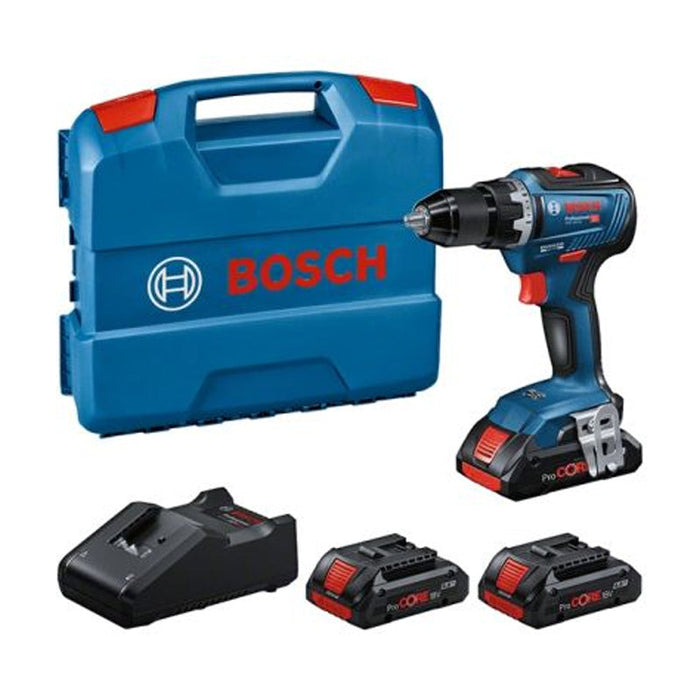 Akku-Bohrschrauber BOSCH GSR 18V-55 - 0615A5002P Professional 18 V - 55 Nm Brushless + 3x Akku ProCORE 4,0 Ah + Ladegerät + L-Case