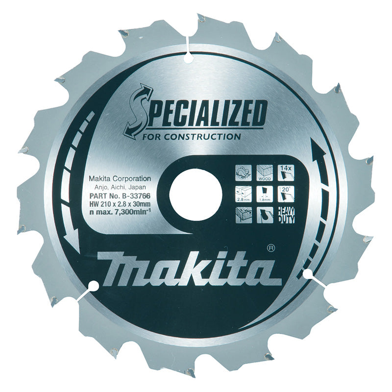 Sägeblatt B-33766 MAKITA speziell für Holz 210 x 30 mm 14 Z