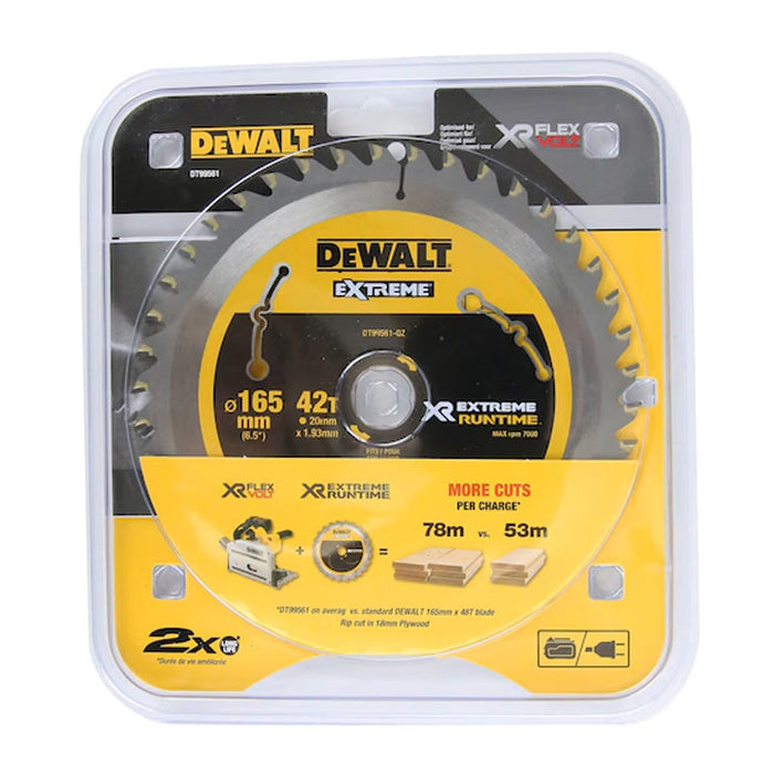 Tauchkreissägeblatt Ø165x20 mm 42 Zähne DEWALT DT99561-QZ Hartmetall XR Runtime