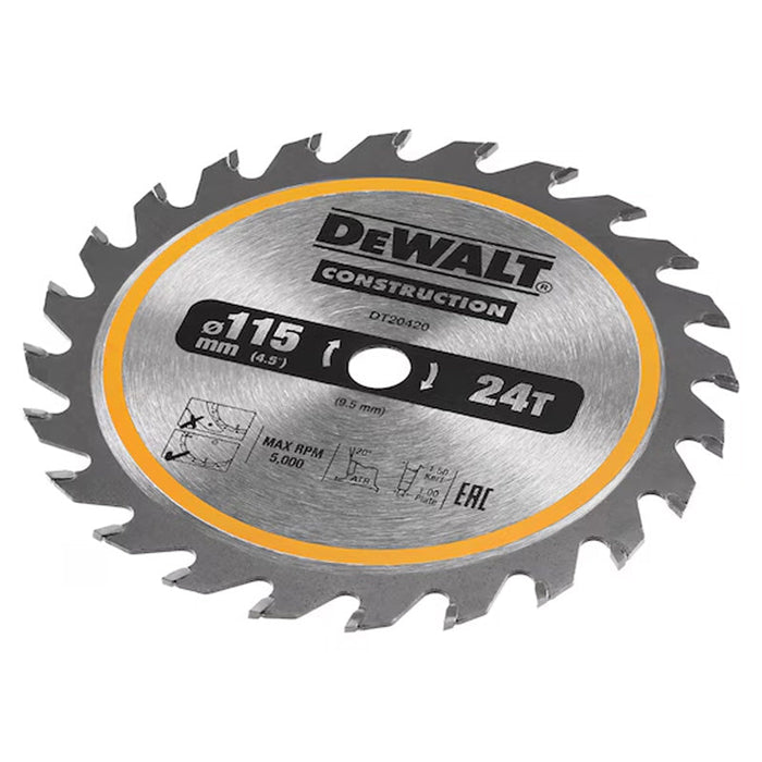Akku-Kreissägeblatt DEWALT DT20420-QZ Hartmetall Construction Ø115x9,5 mm, 24 Zähne