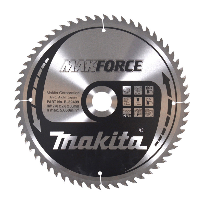 Kreissägeblatt Makforce TCT MAKITA B-32409 270 x 30 mm, 60 Zähne, für Holz