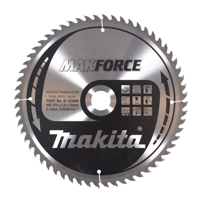 Kreissägeblatt Makforce TCT MAKITA B-32409 270 x 30 mm, 60 Zähne, für Holz