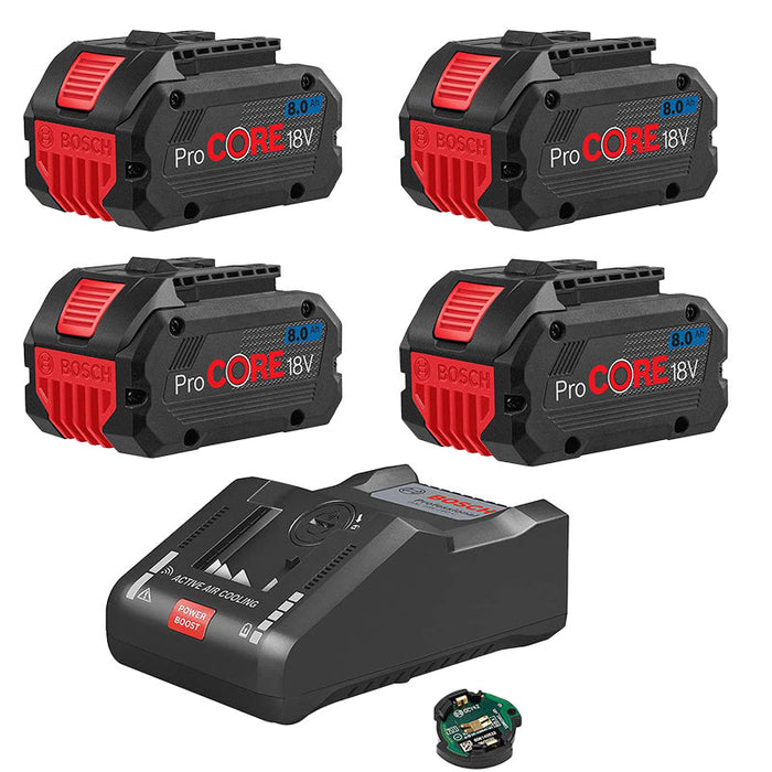 4er-Set ProCore 8Ah 18V Akkus 1600A016GK + 1 Schnellladegerät 1600A019S6 Bosch Professional