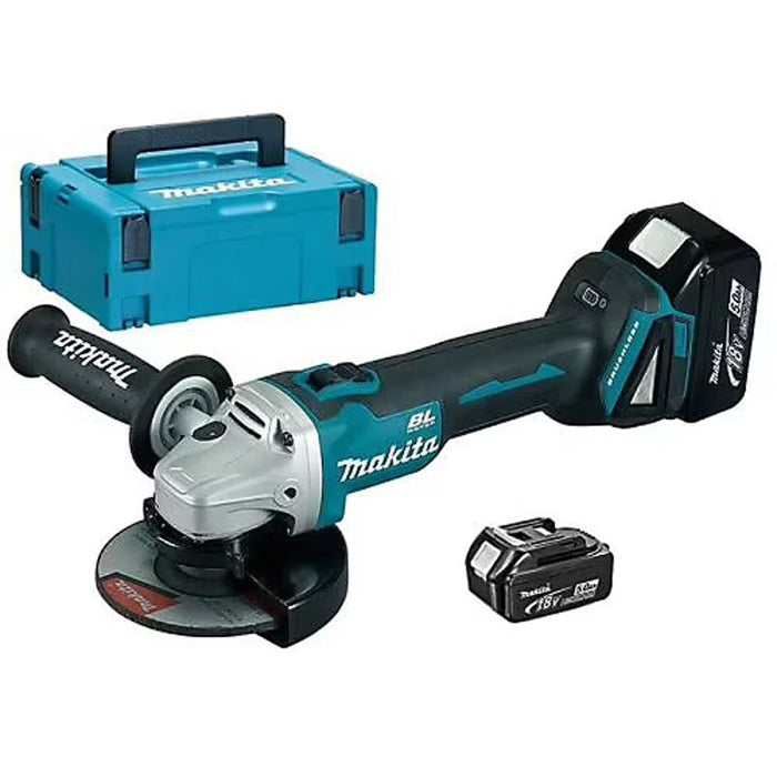 Winkelschleifer Ø 125 mm 2x5Ah 18V MAKITA DGA504RTJ im MAKPAC