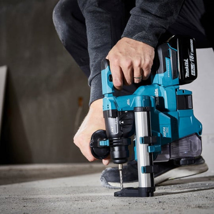Akku-Bohrhammer SDS+ Brushless 2x5Ah 18V LXT ® MAKITA DHR183RTWJ + Absaugsystem + MAKPAC