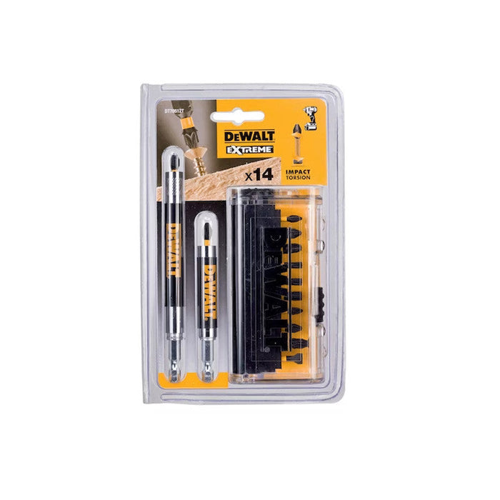 14-teiliger Koffer mit Impact-Torsion-Schraubbits + 2 Magnet-Bithaltern DEWALT DT70512T-QZ