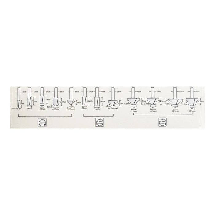 Koffer mit 12 Schaftfräsern mit 6 mm Schaft MAKITA D-57065