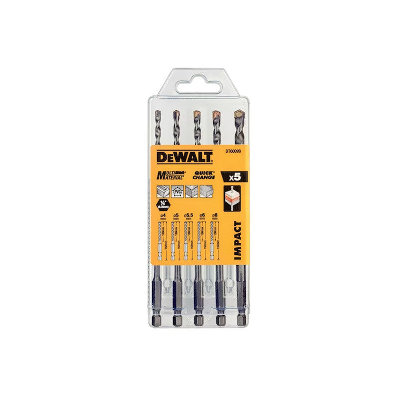 Koffer mit 5 Mehrzweck-Schlagbohrern DEWALT DT60099-QZ Ø 4,5,5.5,6,8mm