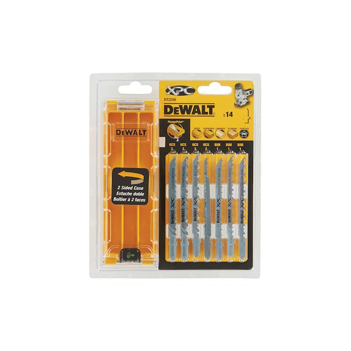 Kunststoffkoffer mit 14 Sägeblättern DEWALT DT2298-QZ XPC HCS Bi-Metall für Holz + 1 Aufbewahrungsbox