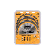Kunststoffkoffer mit 3 Sägeblättern Ø250mm DEWALT DT1963-QZ Hartmetall Construction für stationäre Kreissägen: DT1952x2, DT1959