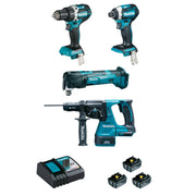 Set aus 4 Maschinen 18 V Li-Ion MAKITA DLX4109TJ 5 Ah (DDF484 + DTD154 + DHR243 + DTM51)