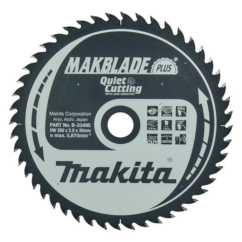 Kreissägeblatt MAKITA B-33495, Makblade+ T.C.T, 260 x 30 mm, 48 Zähne, für Holz