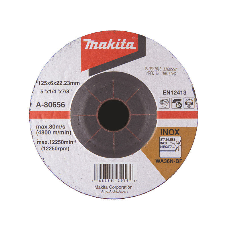 Schruppscheibe für Edelstahl, für Winkelschleifer 125 x 6 x 22,23 MAKITA A-80656