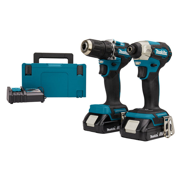 2er-Set MAKITA DLX2423AJ - 18V mit Bohrmaschine DDF487 + Akku-Schlagschrauber DTD157 + 2 Akkus 2Ah + Ladegerät