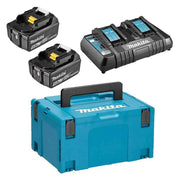 Energie-Set MAKITA 197629-2 18V Li-Ion (2 Akkus 5,0 Ah + 1 Doppelladegerät) mit MAKPAC-Koffer