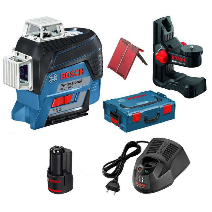 BOSCH Laser-Set 0601063R02 - GLL 3-80 C Professional (BM1, Zieltafel und L-Boxx)
