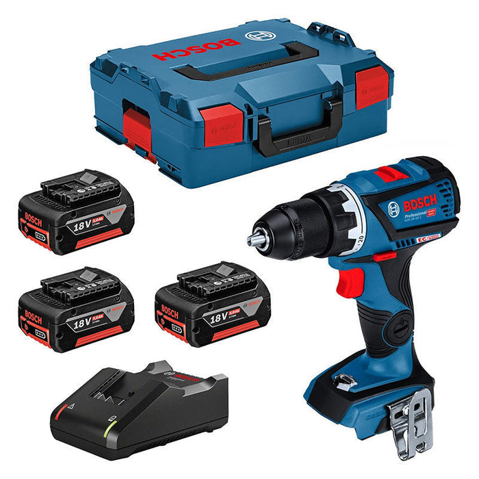 Akku-Bohrschrauber BOSCH GSR 18V-60 C Professional 3 x 5,0 Ah + L-Boxx