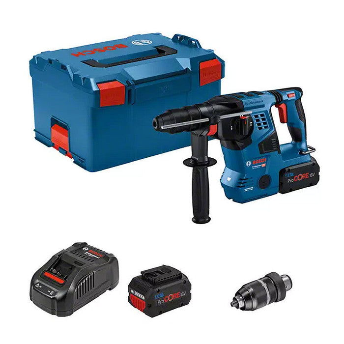Bohrhammer SDS-PLUS BOSCH GBH 18V-28 CF Professional 0611921002 mit 2 ProCore-Akkus 8Ah + Ladegerät GAL1880 CV in L-BOXX